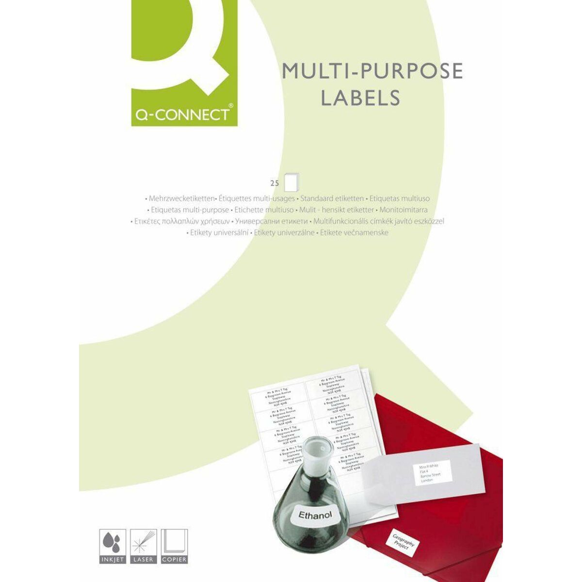 Étiquettes adhésives Q-Connect KF00574 Blanc 100 feuilles 52,5 x 29,7 mm 40 étiquettes-3