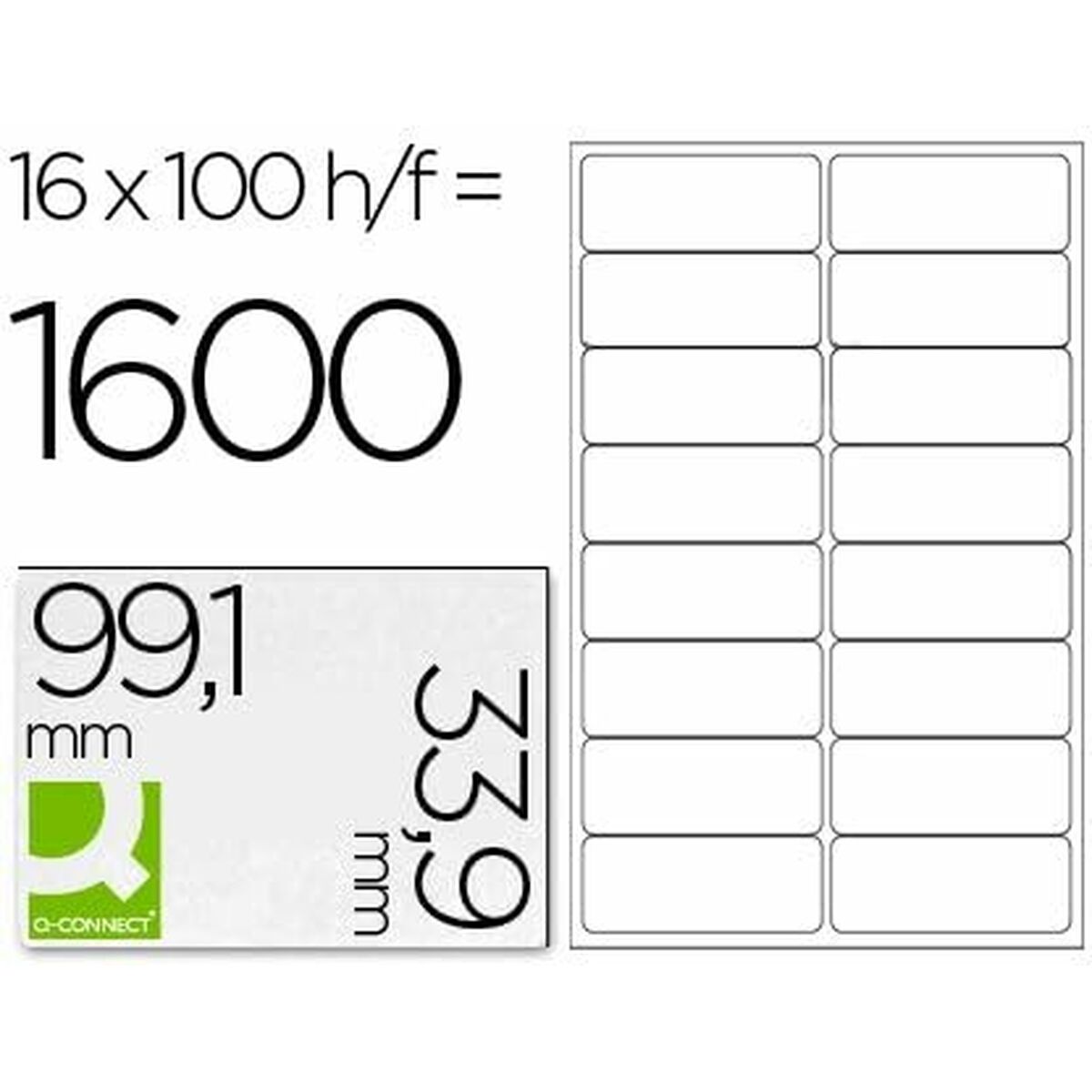 Жапсырма жапсырмалары Q-Connect KF01584 Ақ 100 Жапырақтары 99,1 х 33,9 мм-3