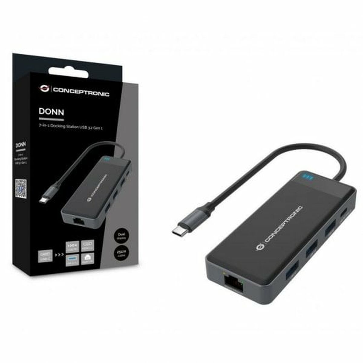 7 Conceptronic портына арналған USB-C-хаб 110518107101 Қара сұр 100 W (1 дана)-4