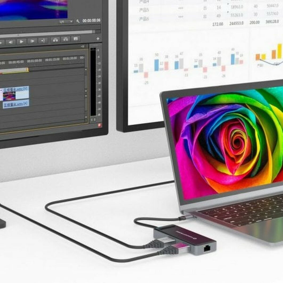 7 Conceptronic портына арналған USB-C-хаб 110518107101 Қара сұр 100 W (1 дана)-5