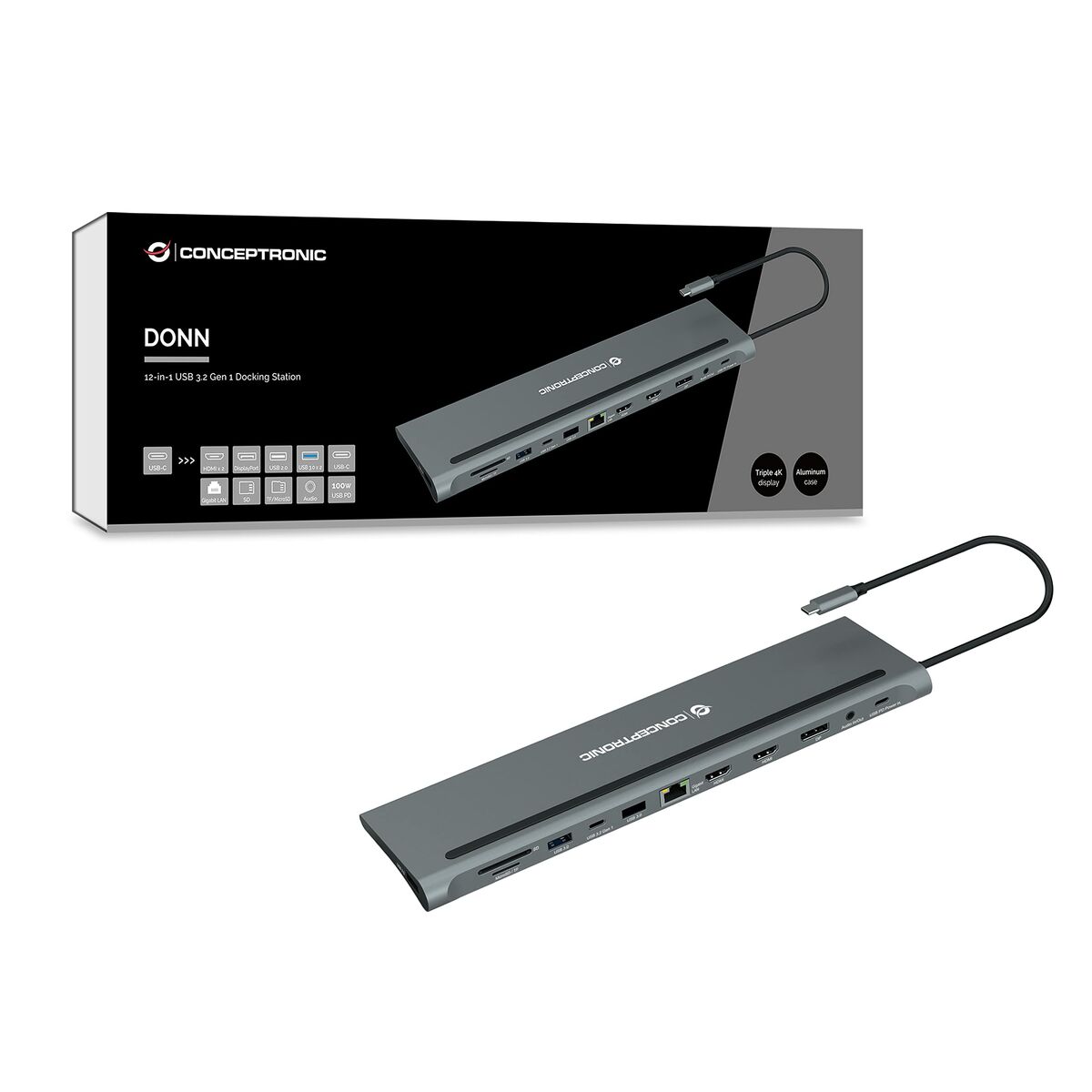 Conceptronic 110518707101 Сұр 100 W USB тармақтағышы (1 дана)-3
