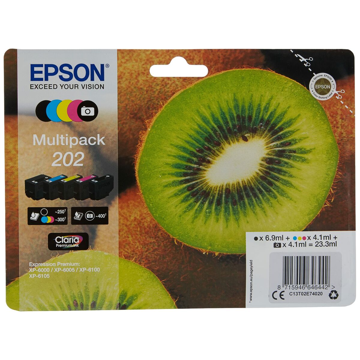 Epson C13T02E74020 Түрлі түсті сиямен сыйысымды картридж