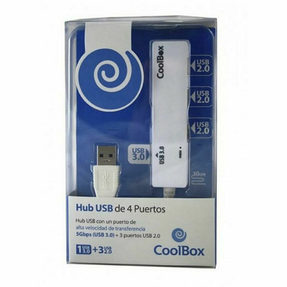 USB-хаб на 3 порта CoolBox COO-H413 Белый Чёрный-2