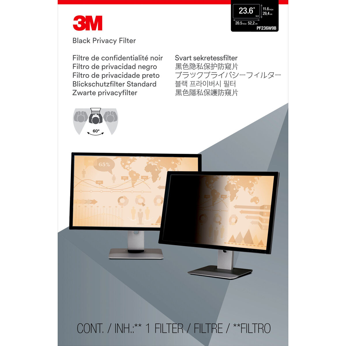 3M Monitor Privacy Filter PF236W9B 23,6-2