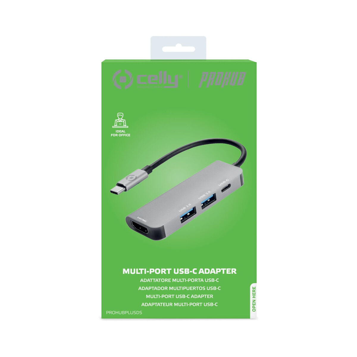 USB-C-разветвитель Celly Prohub Серый (1 штук)-2