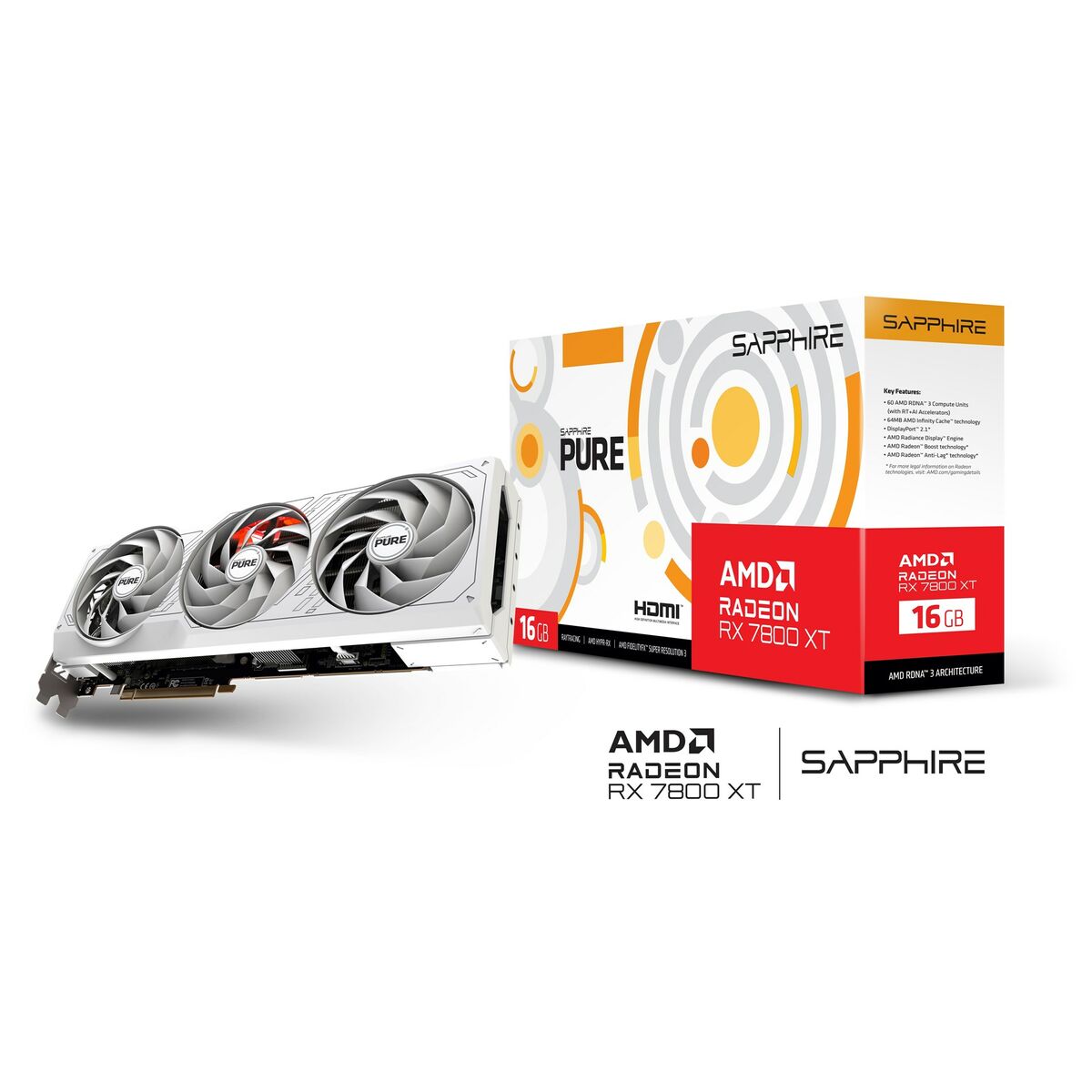 Графическая карта Sapphire 11330-03-20G AMD RADEON RX 7800 XT 16 GB GDDR6-2