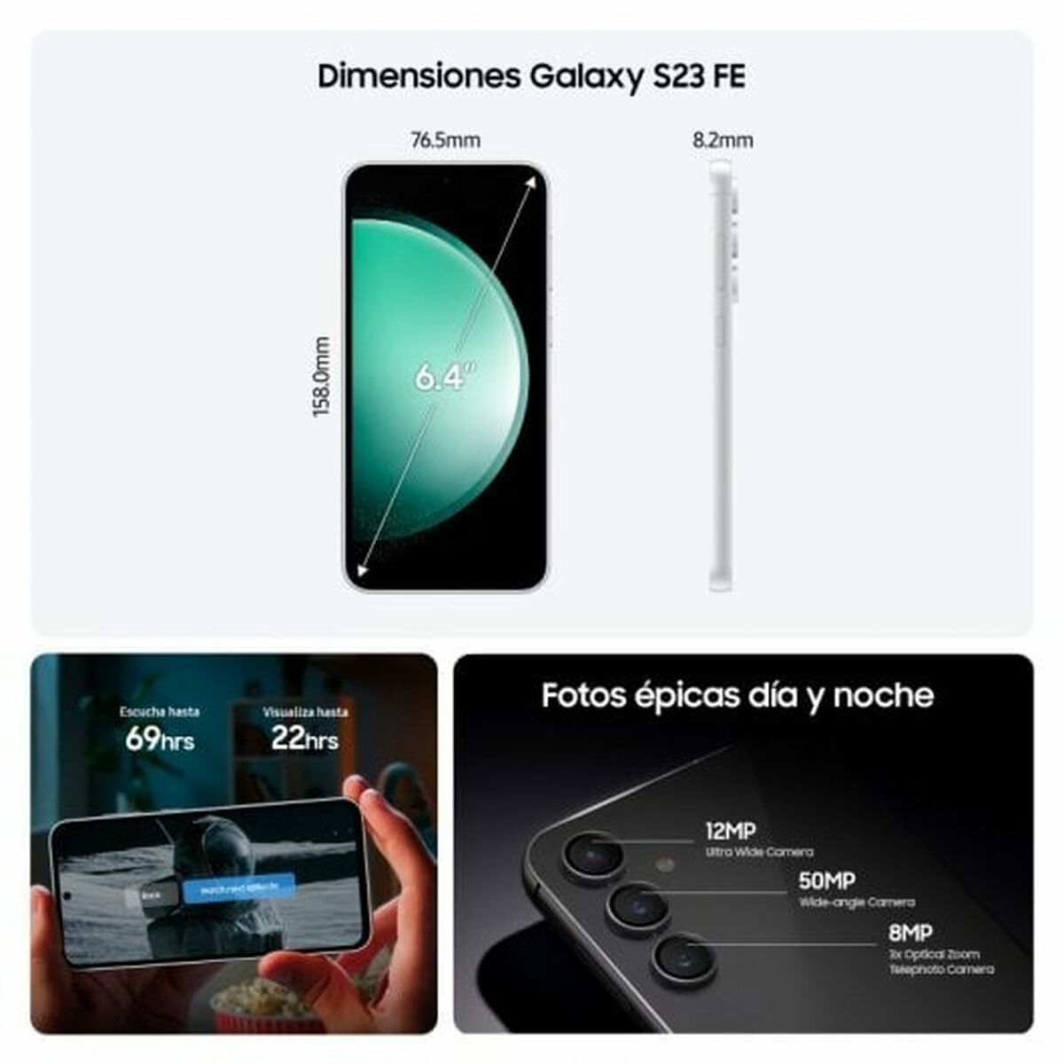 Სმარტფონები Samsung Galaxy S23 FE 6.1 Octa Core 256 GB მწვანე-5
