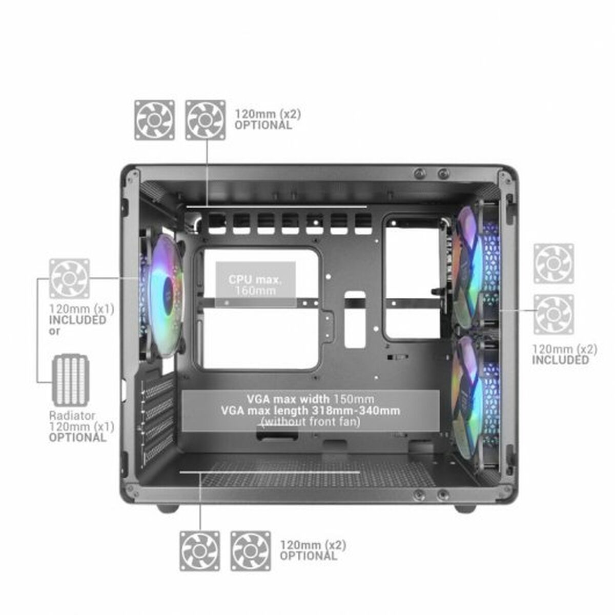Блок полубашня ATX Galileo Mars Gaming MC-400 Белый Чёрный-2