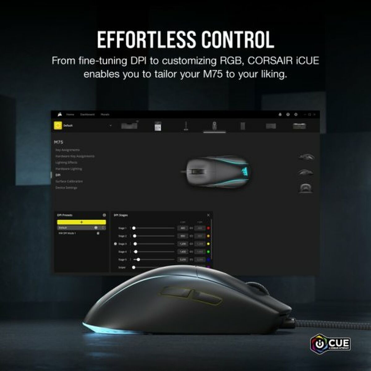 Мышь Corsair M75 Чёрный 26000 DPI-7