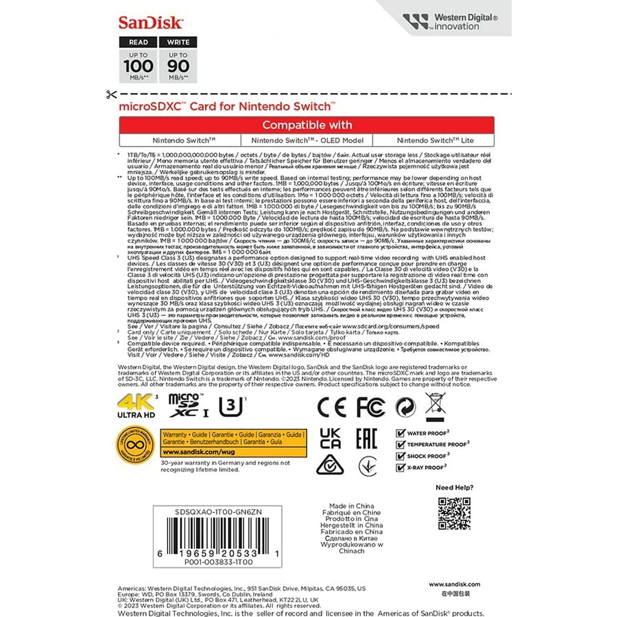 Карта памяти Micro SDXC SanDisk SDSQXAO-1T00-GN6ZN-3