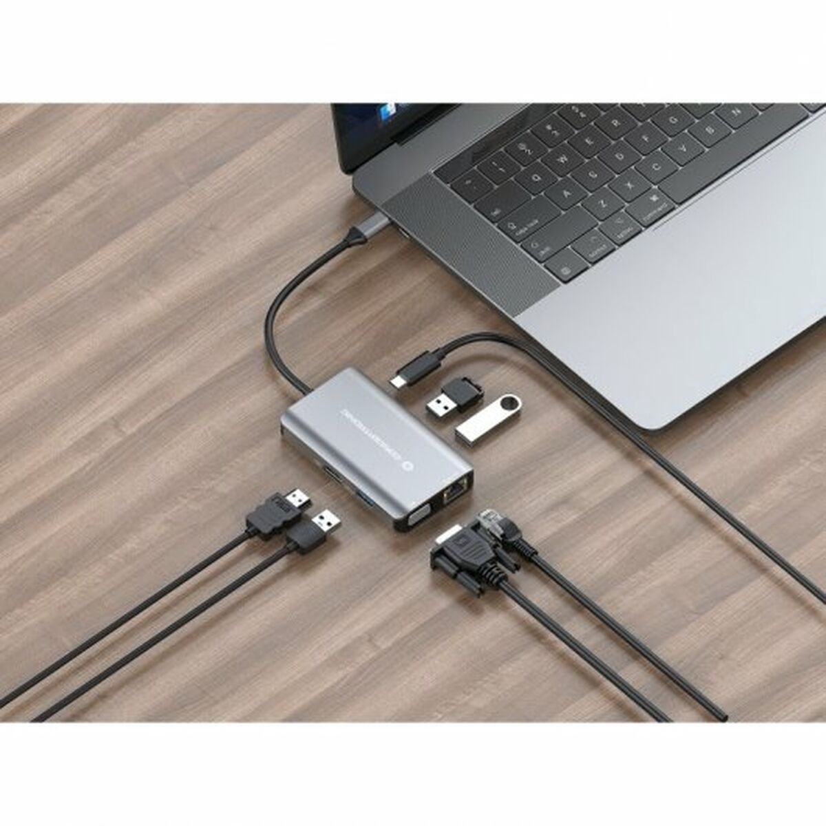 USB-разветвитель Conceptronic DONN21G Чёрный Серый 100 W (1 штук)-7