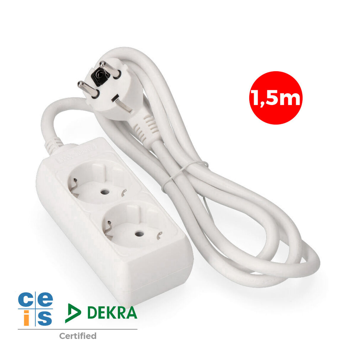 Блок электрических розеток, 2 позиции, без выключателя EDM Schuko (1,5 m)-2