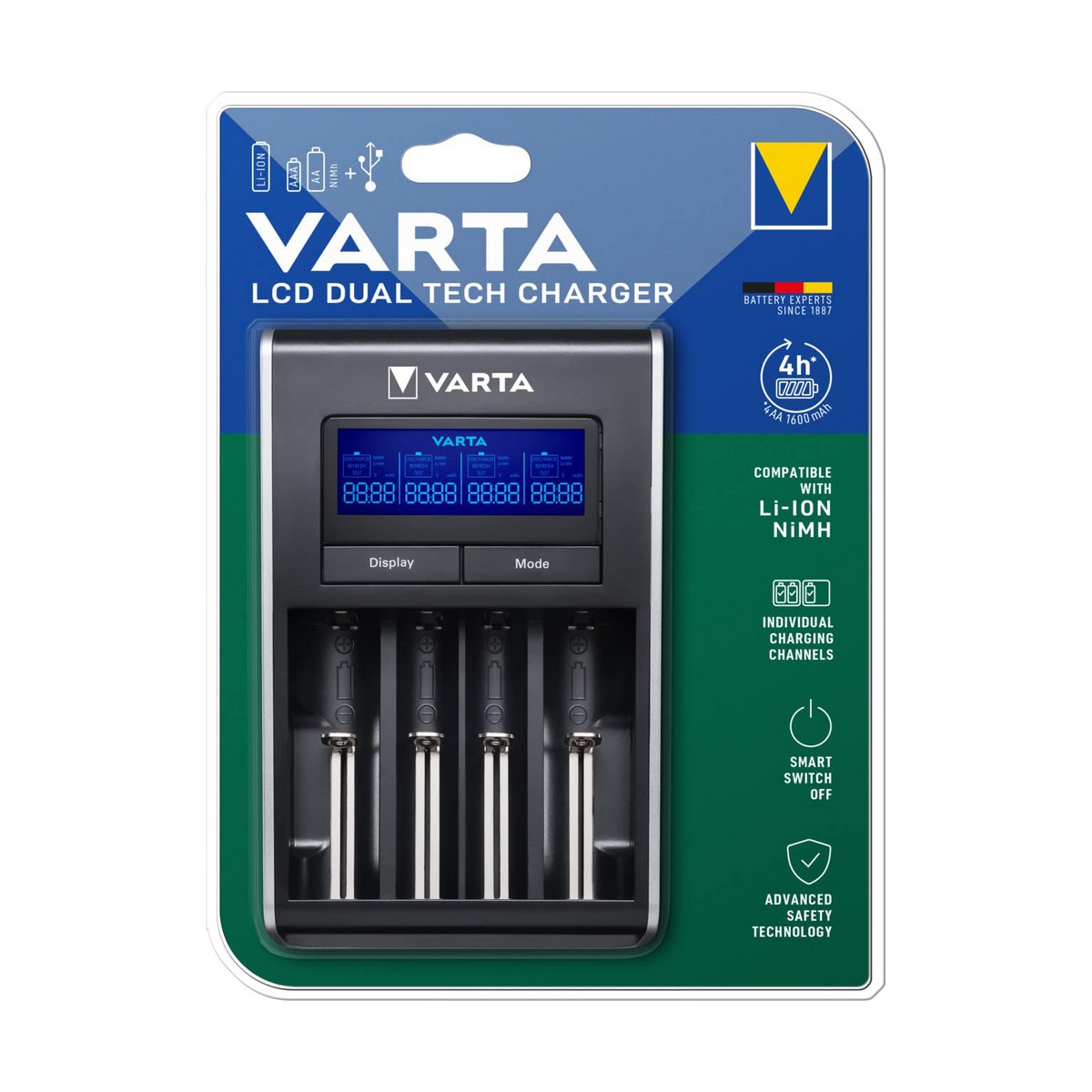 Зарядное устройство Varta 57676 101 401 AA/AAA Батарейки x 4-3