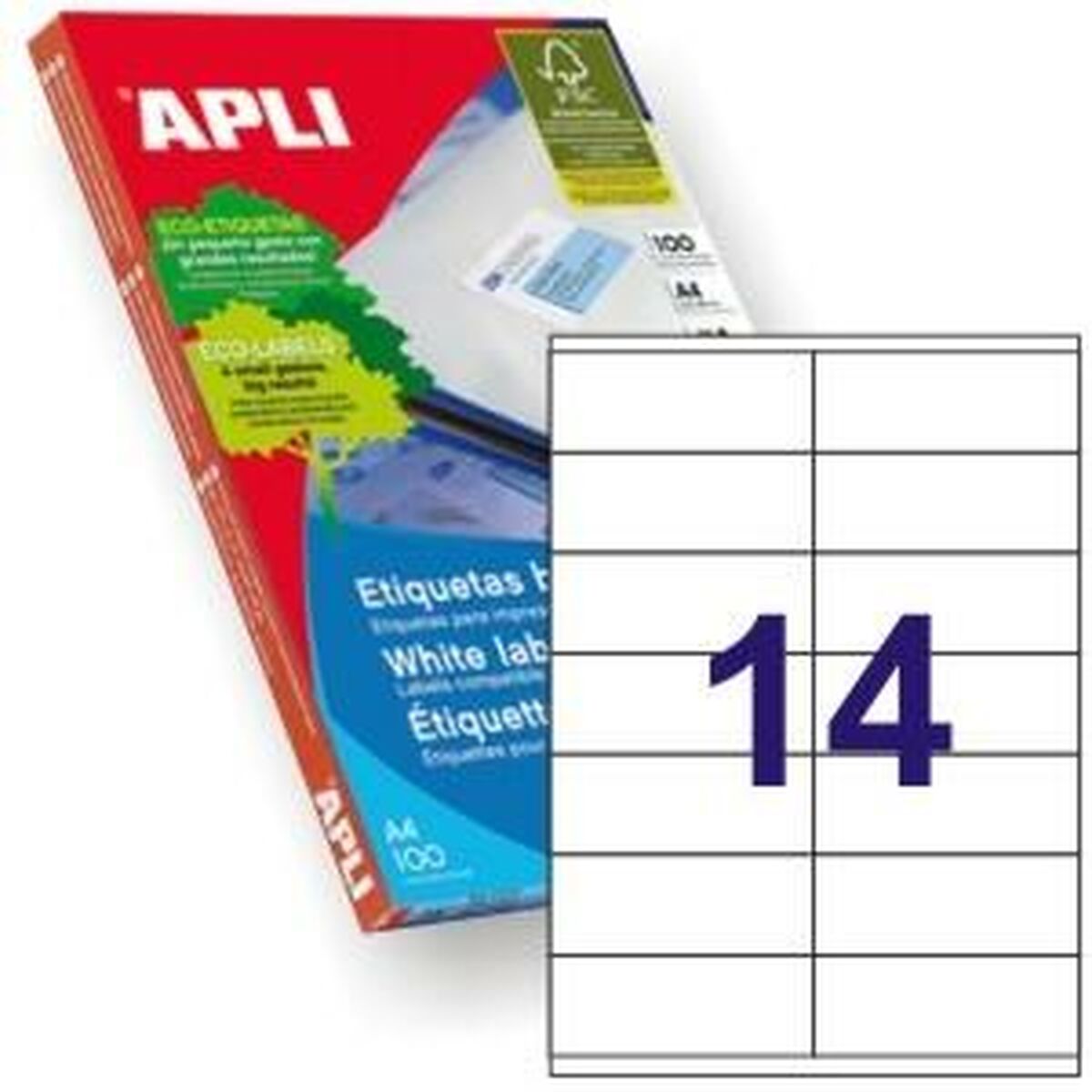 Клейкие этикетки Apli 1275 100 Листья 105 X 40 mm Белый-2