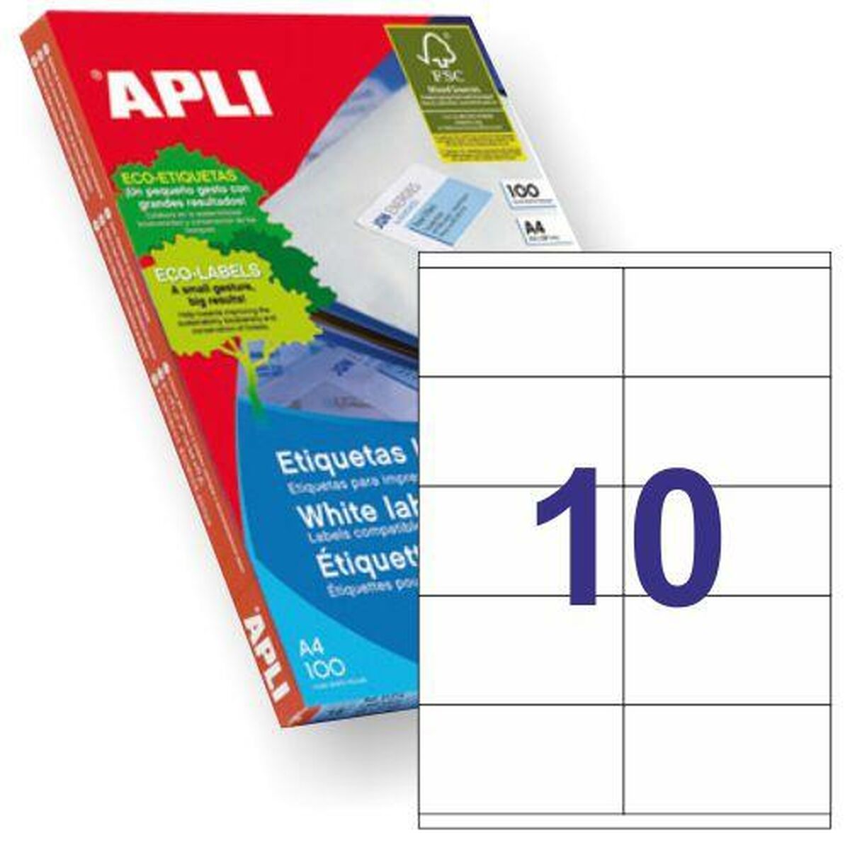 Клейкие этикетки Apli 1278 100 Листья 105 x 57 mm Белый-2