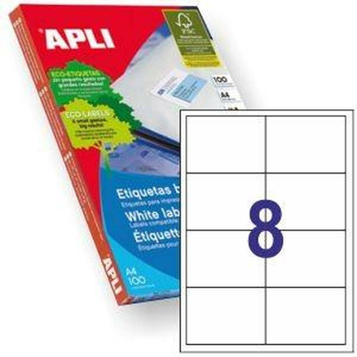 Клейкие этикетки Apli 581291 100 Листья 97 x 67,7 mm Белый-2
