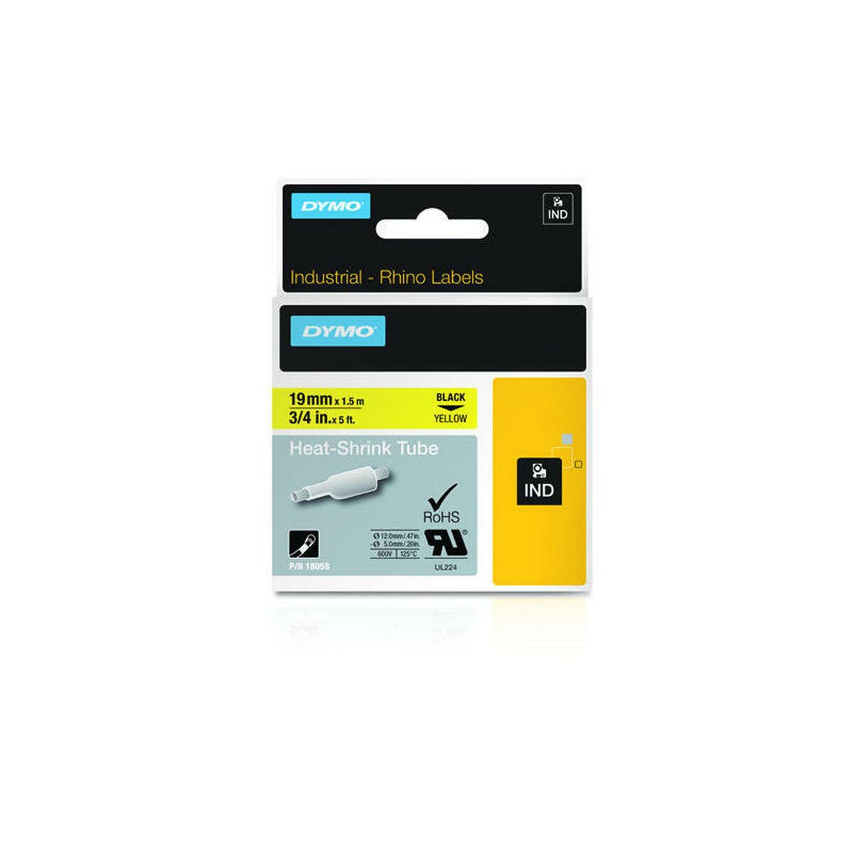 Ламинированная лента для фломастеров Dymo 19 mm x 1,5 m Чёрный Жёлтый (5 штук)-2