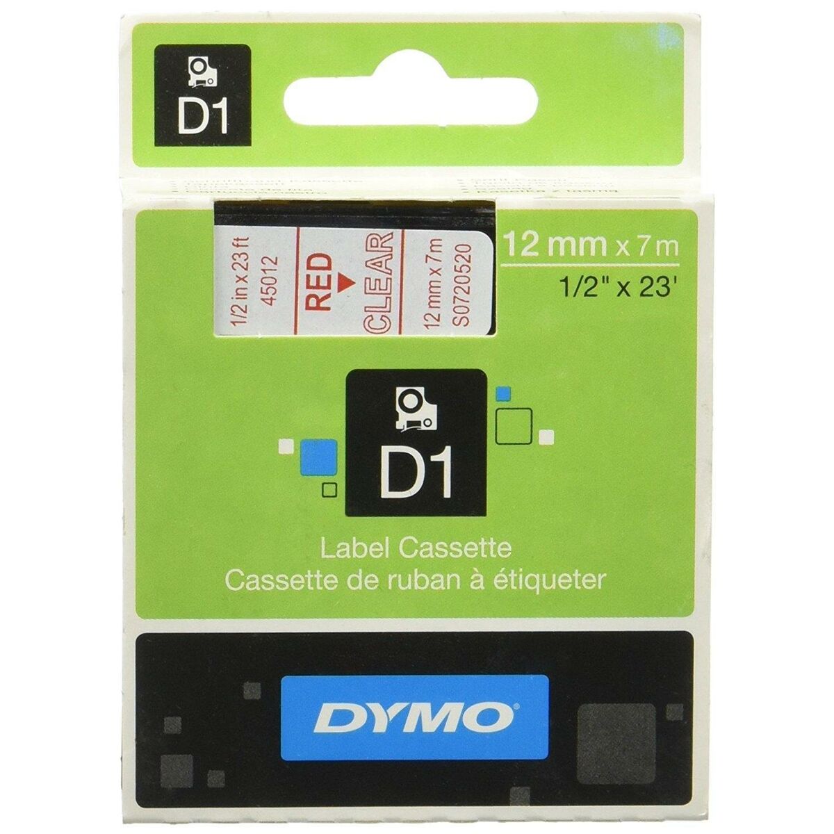 Ламинированная лента для фломастеров Dymo D1 45012 12 mm LabelManager™ Прозрачный Красный Чёрный (5 штук)-2