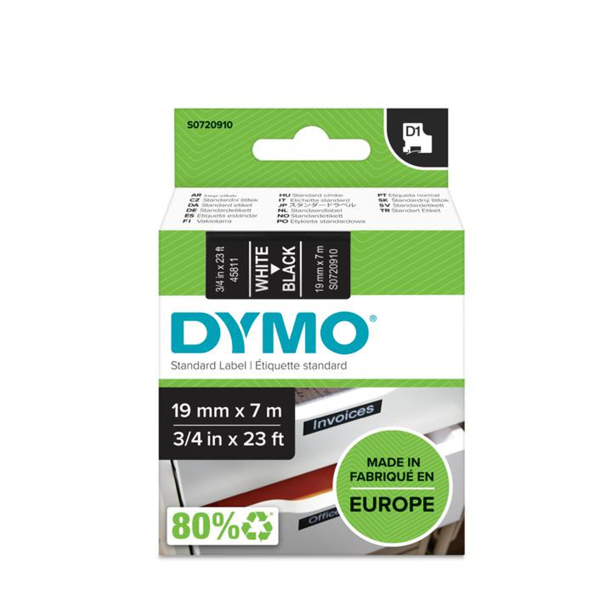 Ламинированная лента для фломастеров Dymo D1 45811 LabelManager™ Белый Чёрный (5 штук)-3
