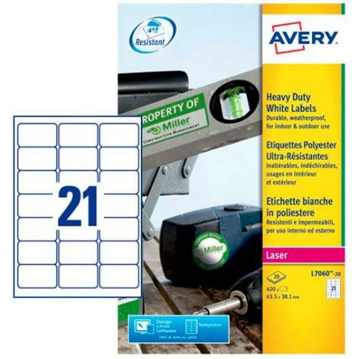 Этикетки для принтера Avery Белый 20 Листья 63,5 x 38,1 mm (5 штук)-2