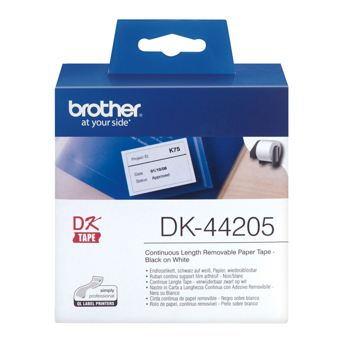 Этикетки для принтера Brother DK-44205 62 mm x 30,48 m Черный/Белый (3 штук)-2