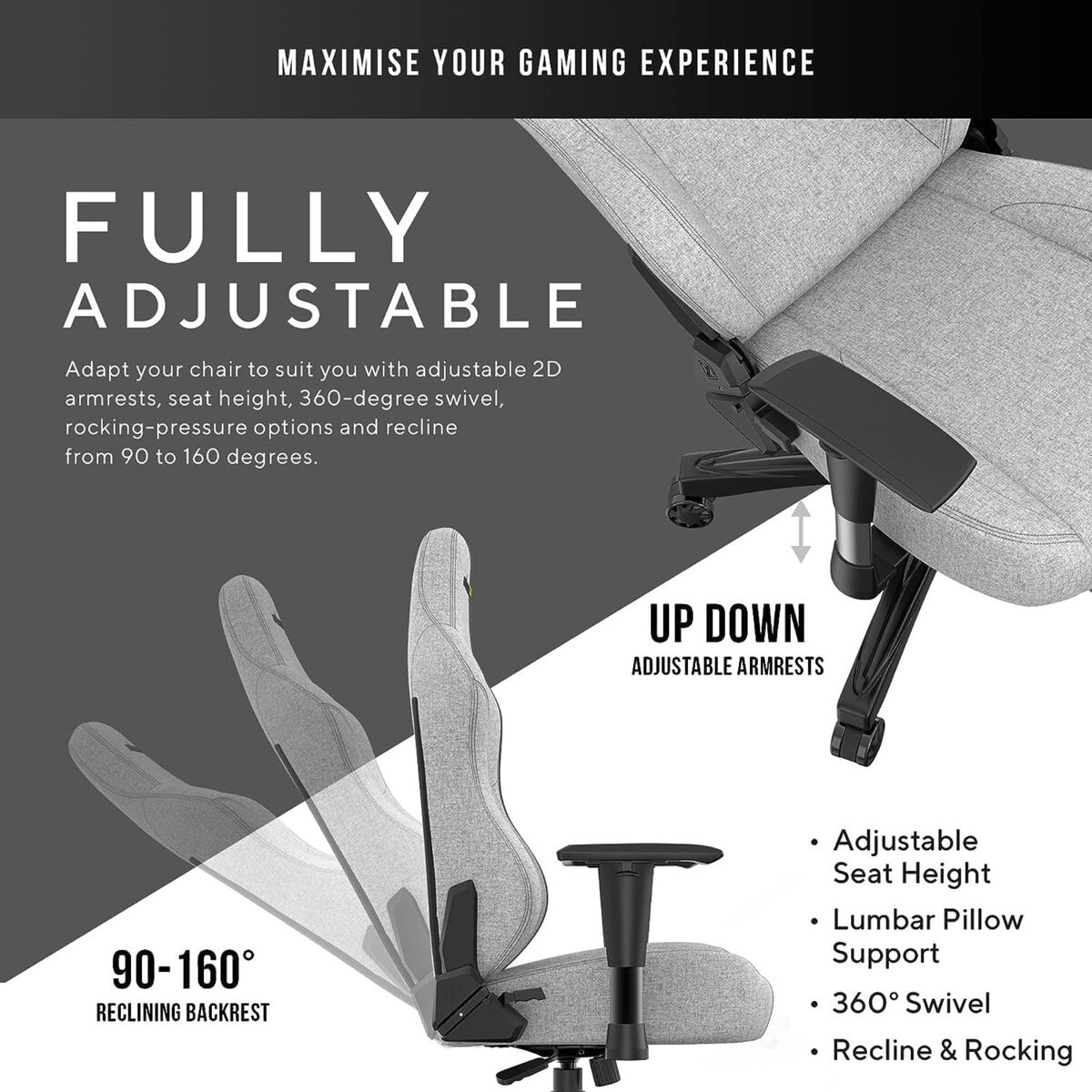 गेमिंग AndaSeat फैंटम 3 ब्लैक ग्रे चेयर-4