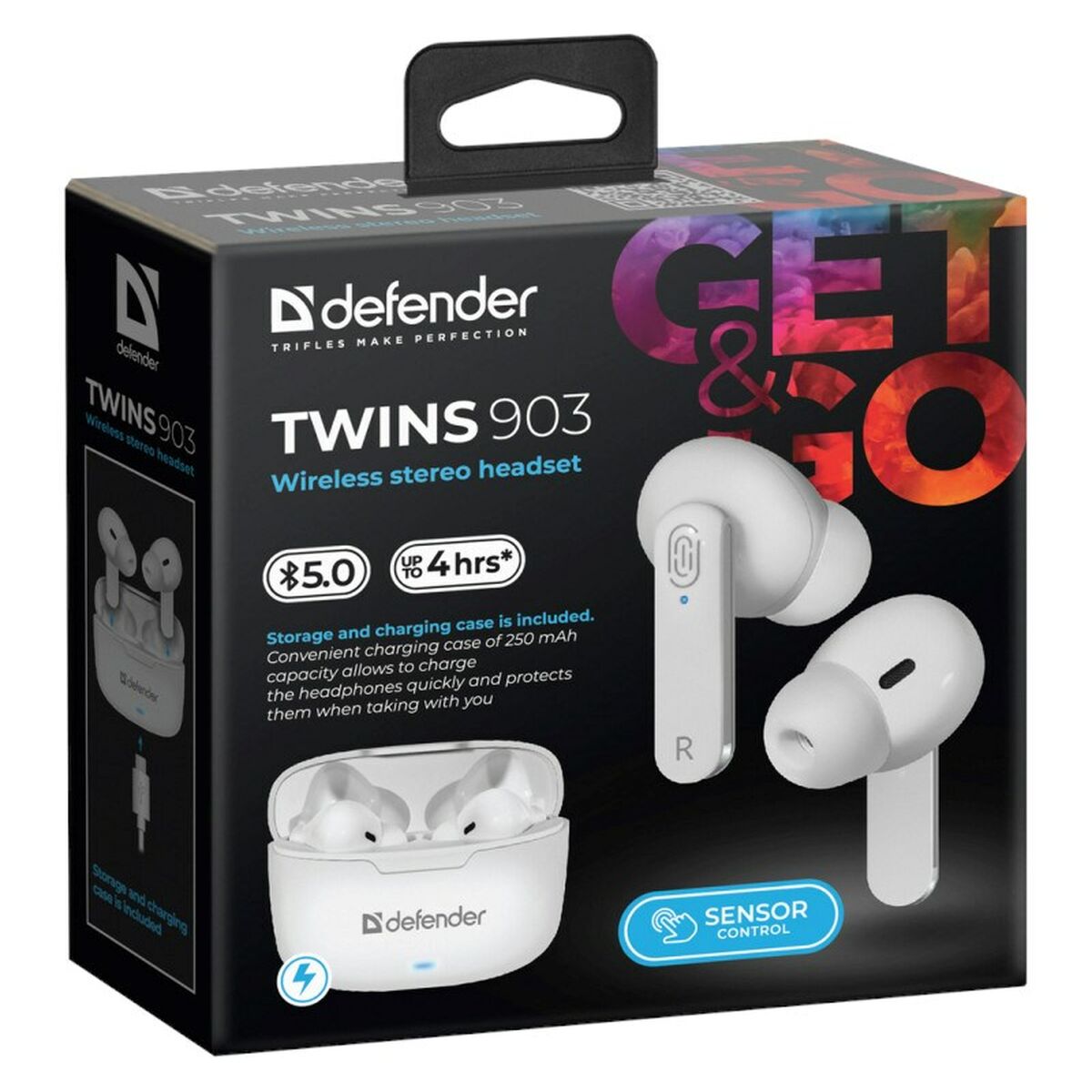 Bluetooth-наушники in Ear Defender TWINS 903 Белый Разноцветный-5