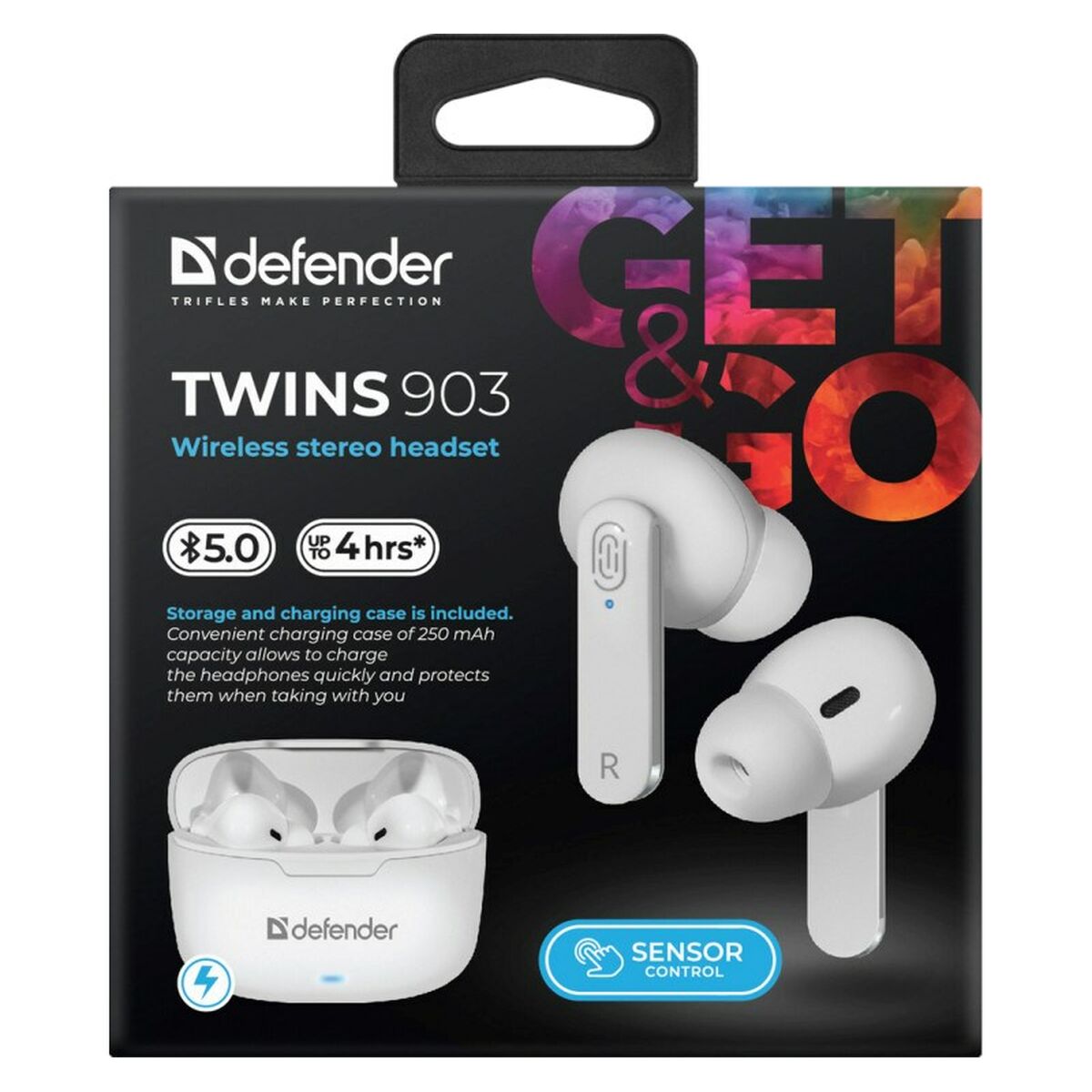 Bluetooth-наушники in Ear Defender TWINS 903 Белый Разноцветный-7
