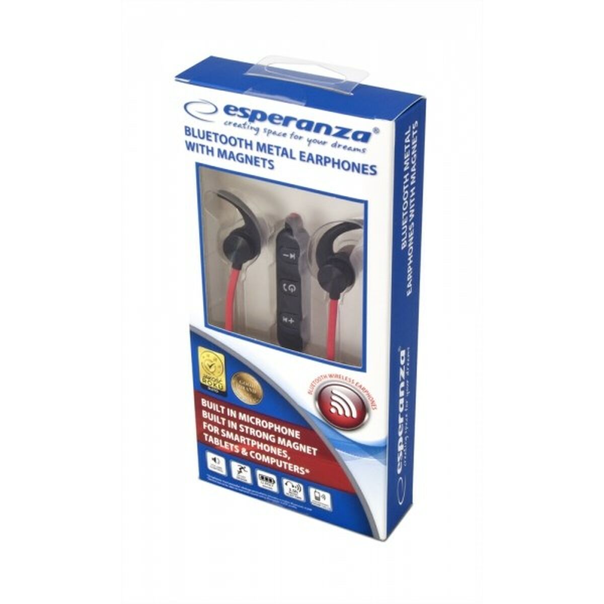 Спортивные Bluetooth-наушники Esperanza EH186K Чёрный Красный-2