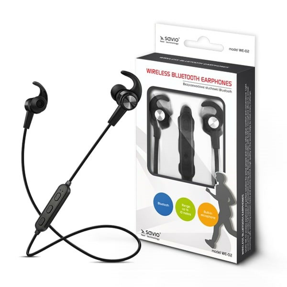 Спортивные Bluetooth-наушники Savio WE-02 Чёрный-5
