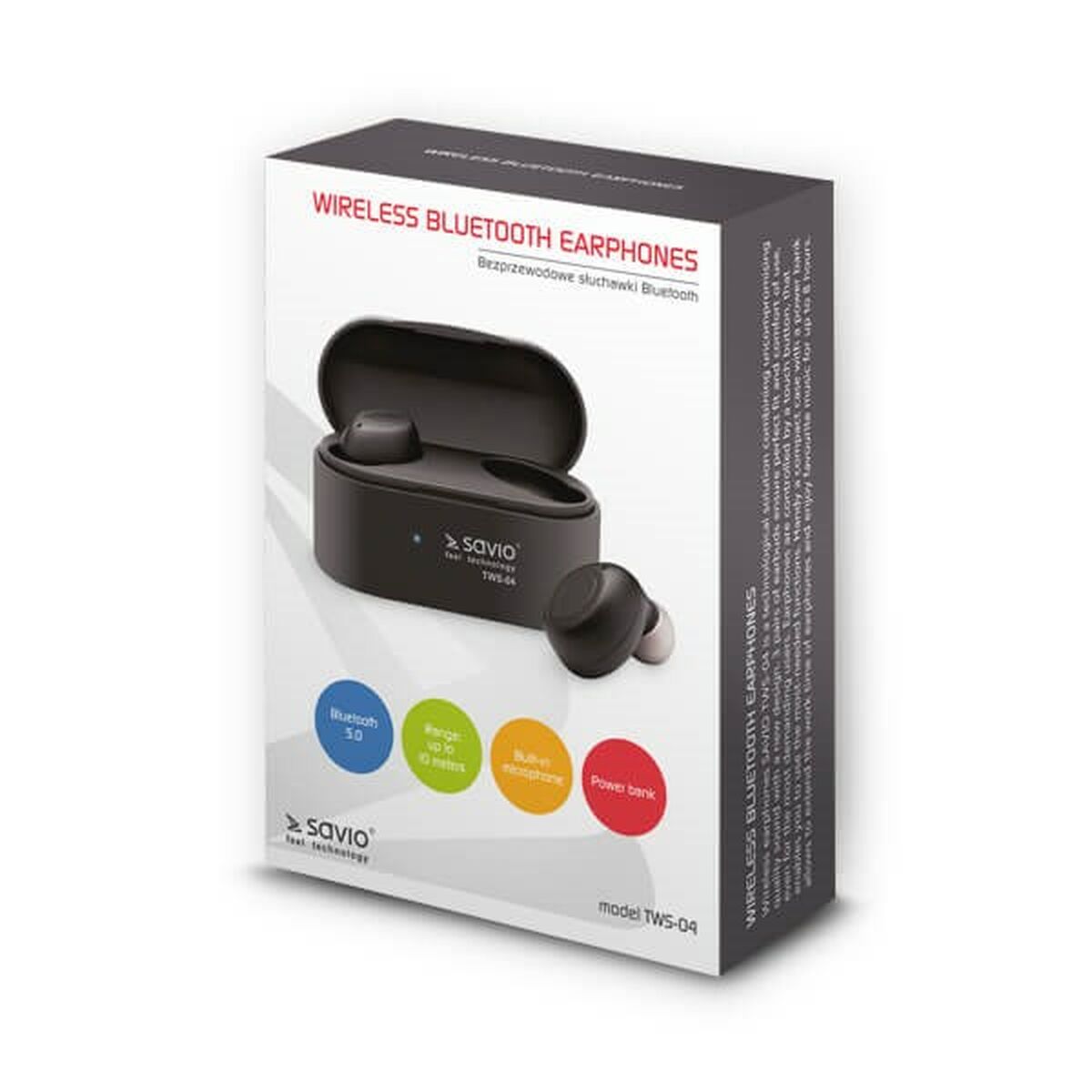 Bluetooth-наушники in Ear Savio TWS-04 Чёрный Графитовый-3