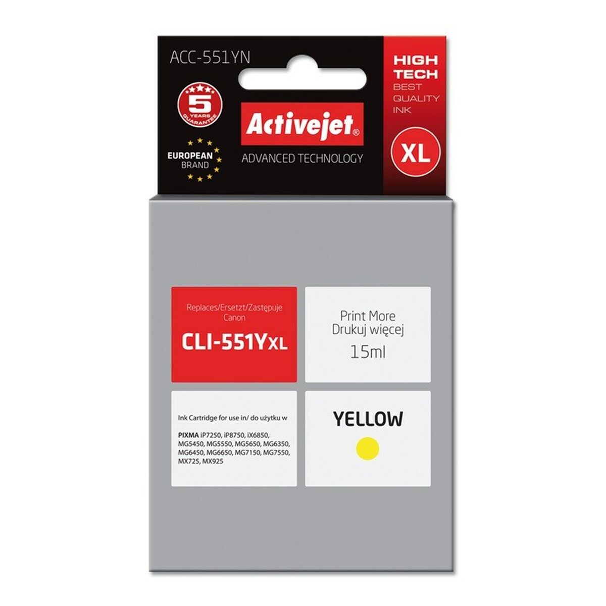 Cartridge mit Original Activejet Tinte ACC-551YN Gelb
