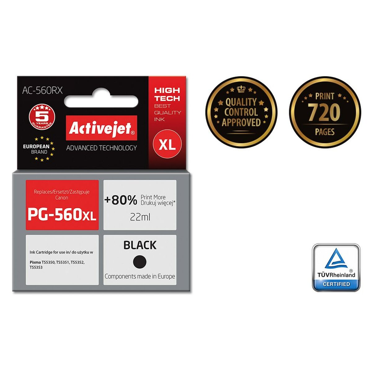 Activejet Original Ink Cartridge AC-560RX White Black-2