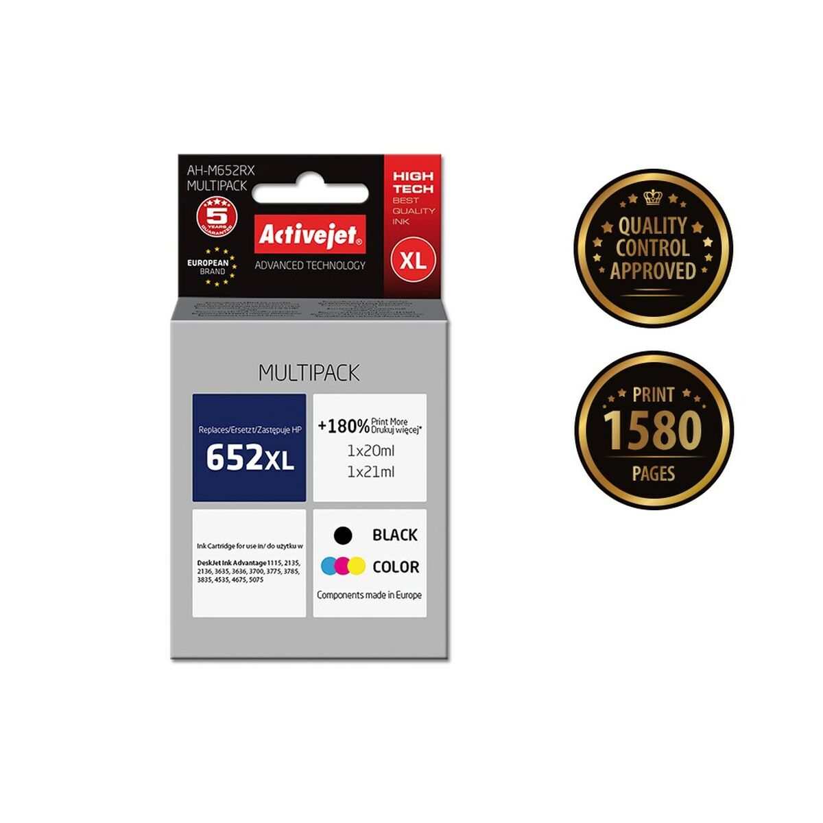 Activejet Αρχικό φυσίγγιο μελάνης AH-M652RX μαύρο-2