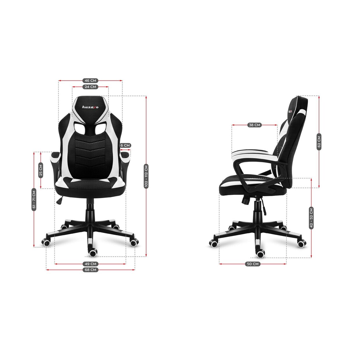 Стул Gaming Huzaro HZ-Force 2.5 White Mesh         Белый Чёрный-2