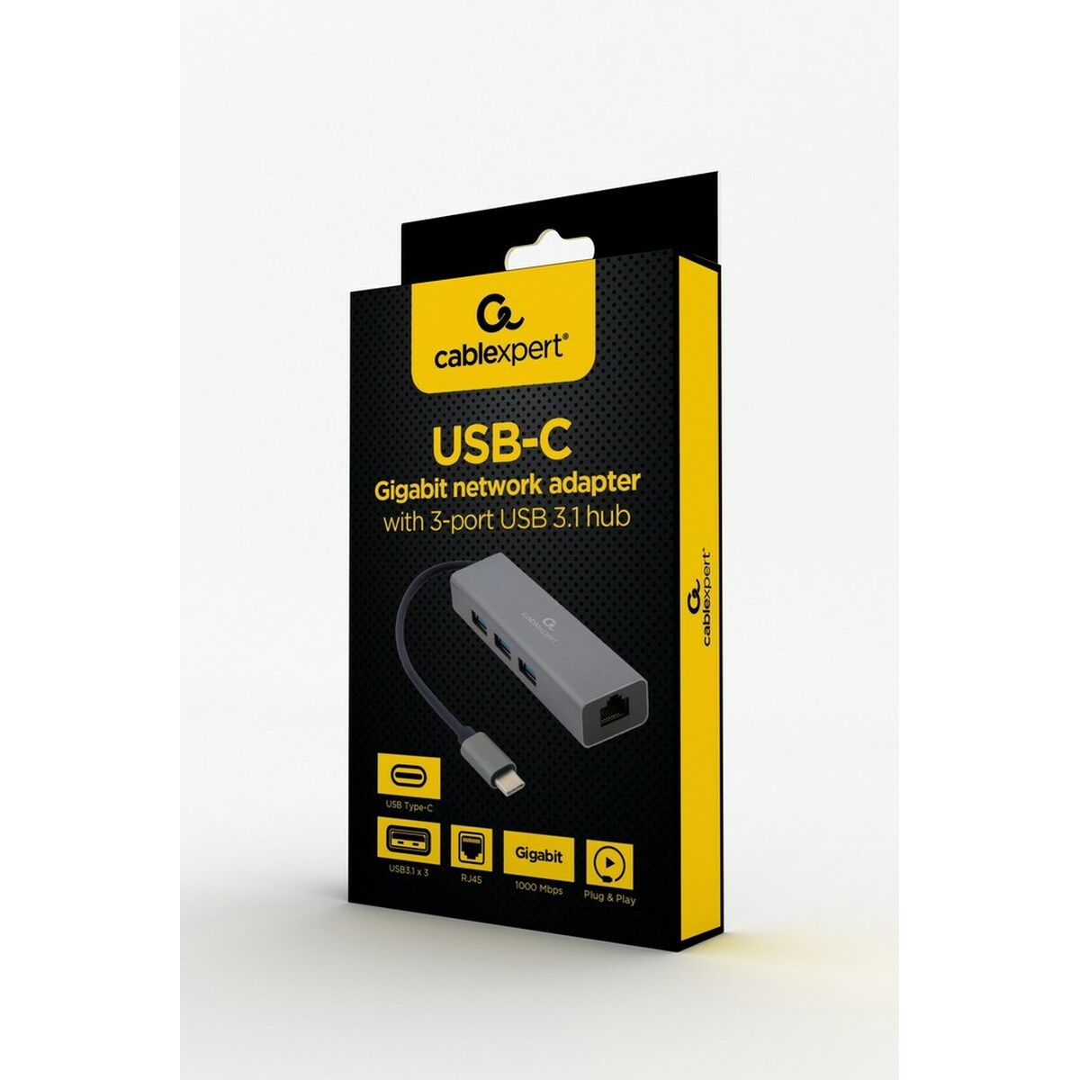 USB-C-хаб на 4 порта GEMBIRD A-CMU3-LAN-01 Белый Серый-2