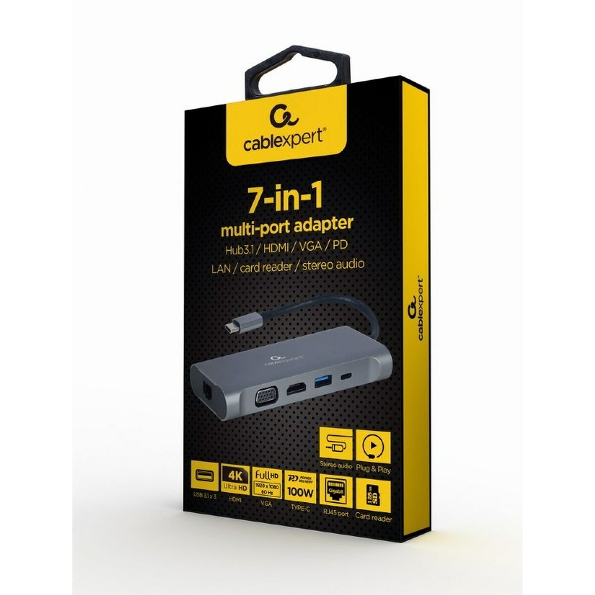 USB-C-разветвитель GEMBIRD A-CM-COMBO7-01 Серый 100 W-2