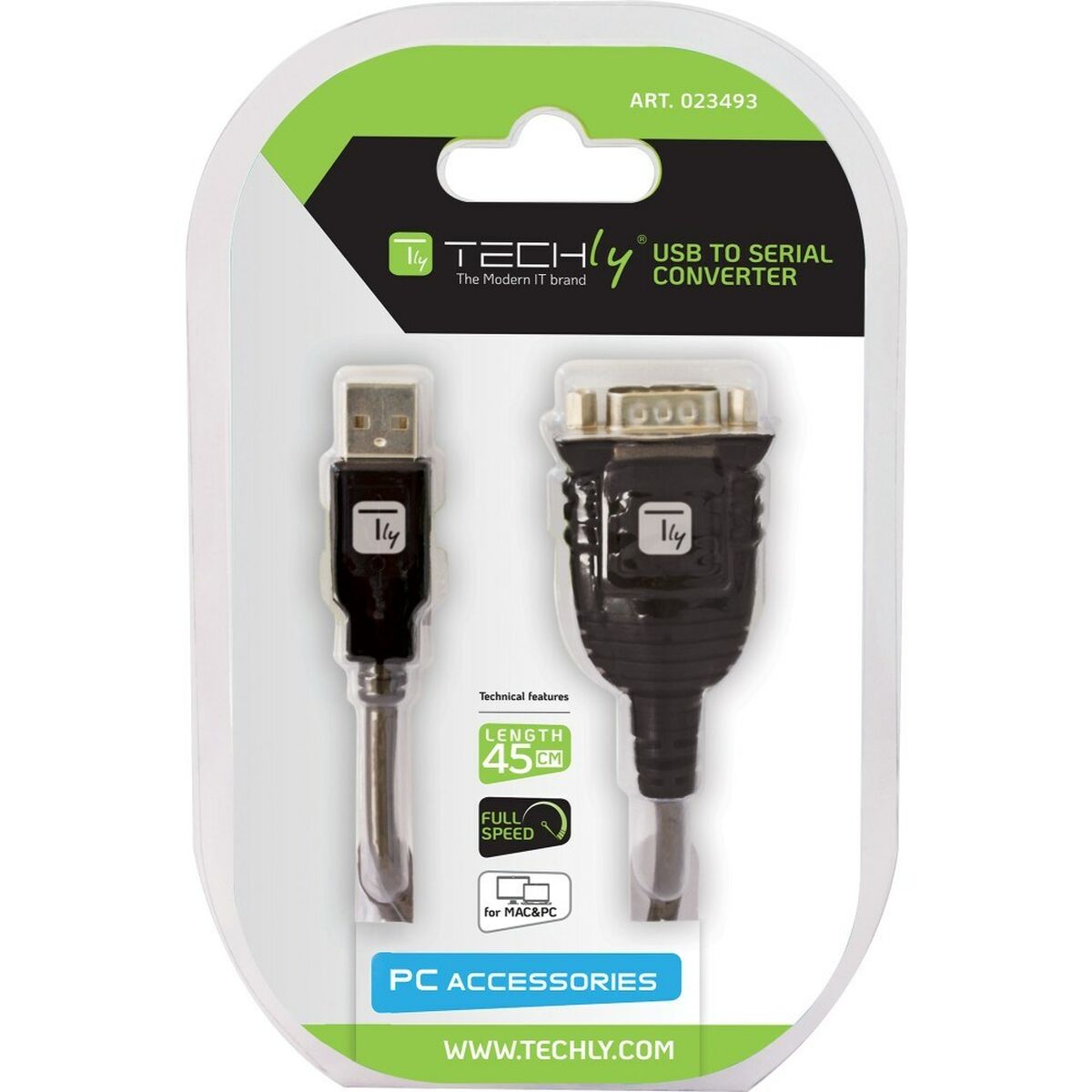 Адаптер USB—серийный порт Techly IDATA USB-SER-2T 45 cm-3