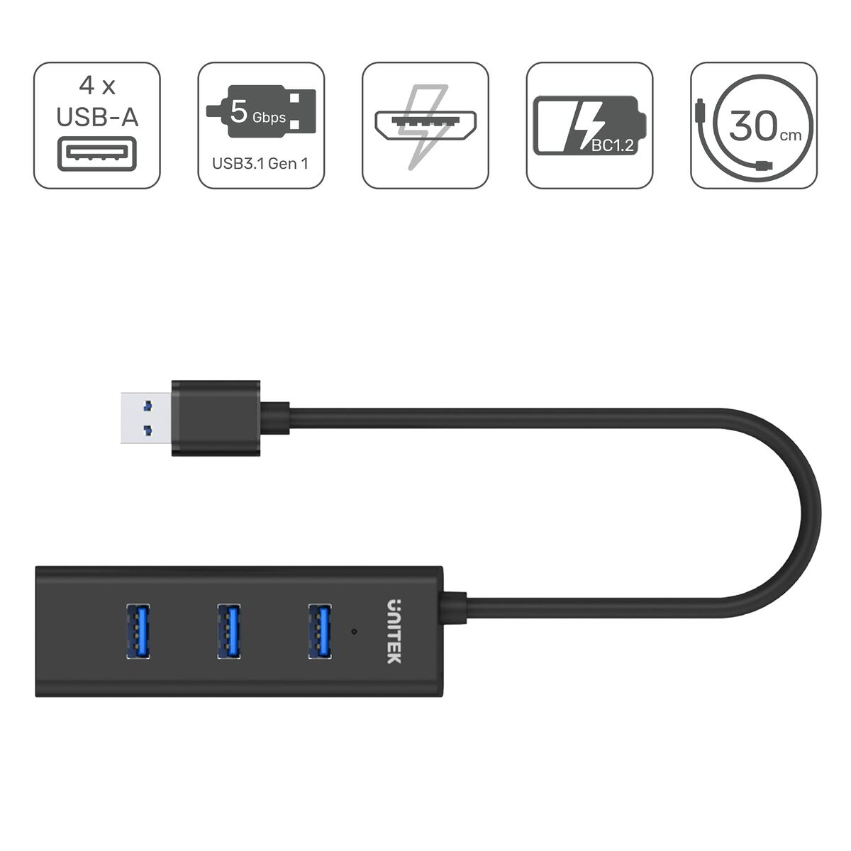 USB-хаб на 4 порта Unitek Y-3089 Чёрный-2