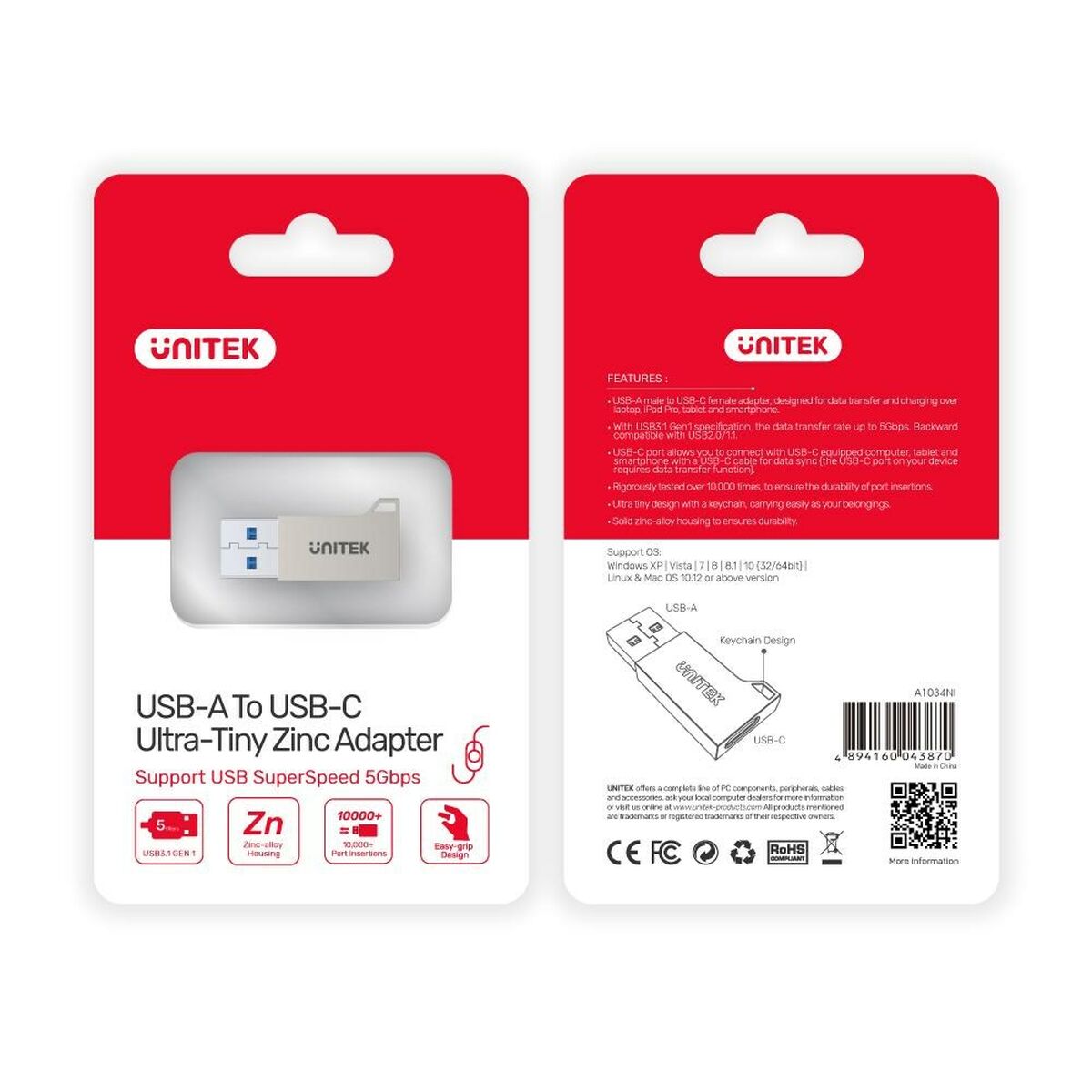 USB Adapter - USB-C Unitek A1034NI-2
