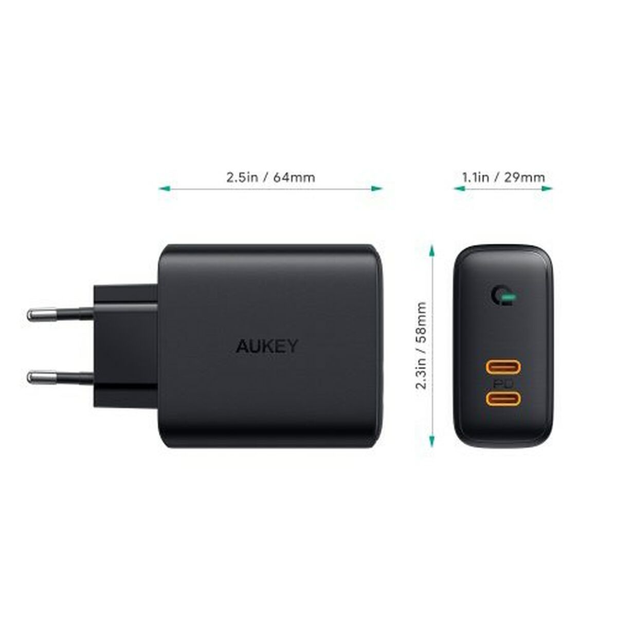 Сетевое зарядное устройство Aukey PA-D2 Чёрный 36 W-2