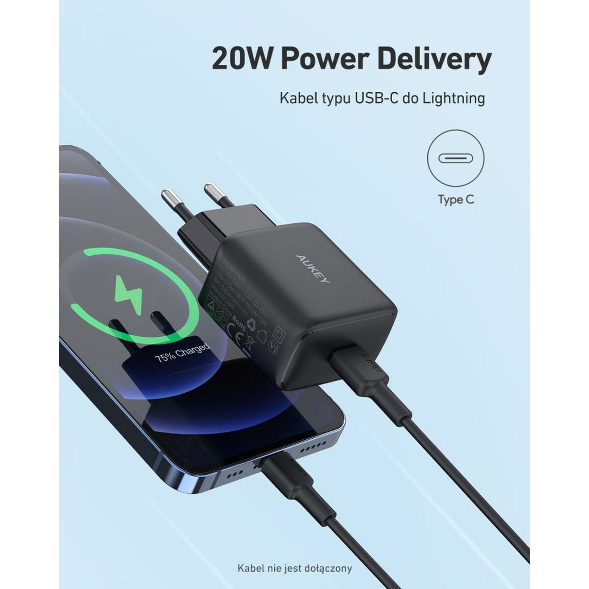 Сетевое зарядное устройство Aukey PA-R1 Black Чёрный 20 W-7