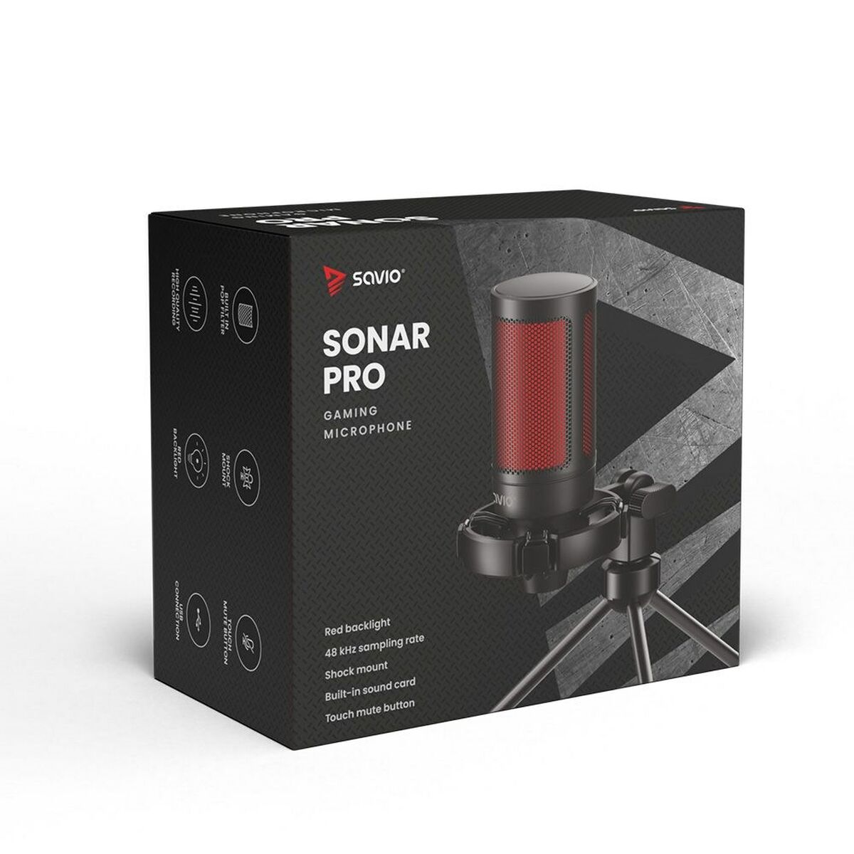 Настольный микрофон Savio SONAR PRO 01 Чёрный Красный-2