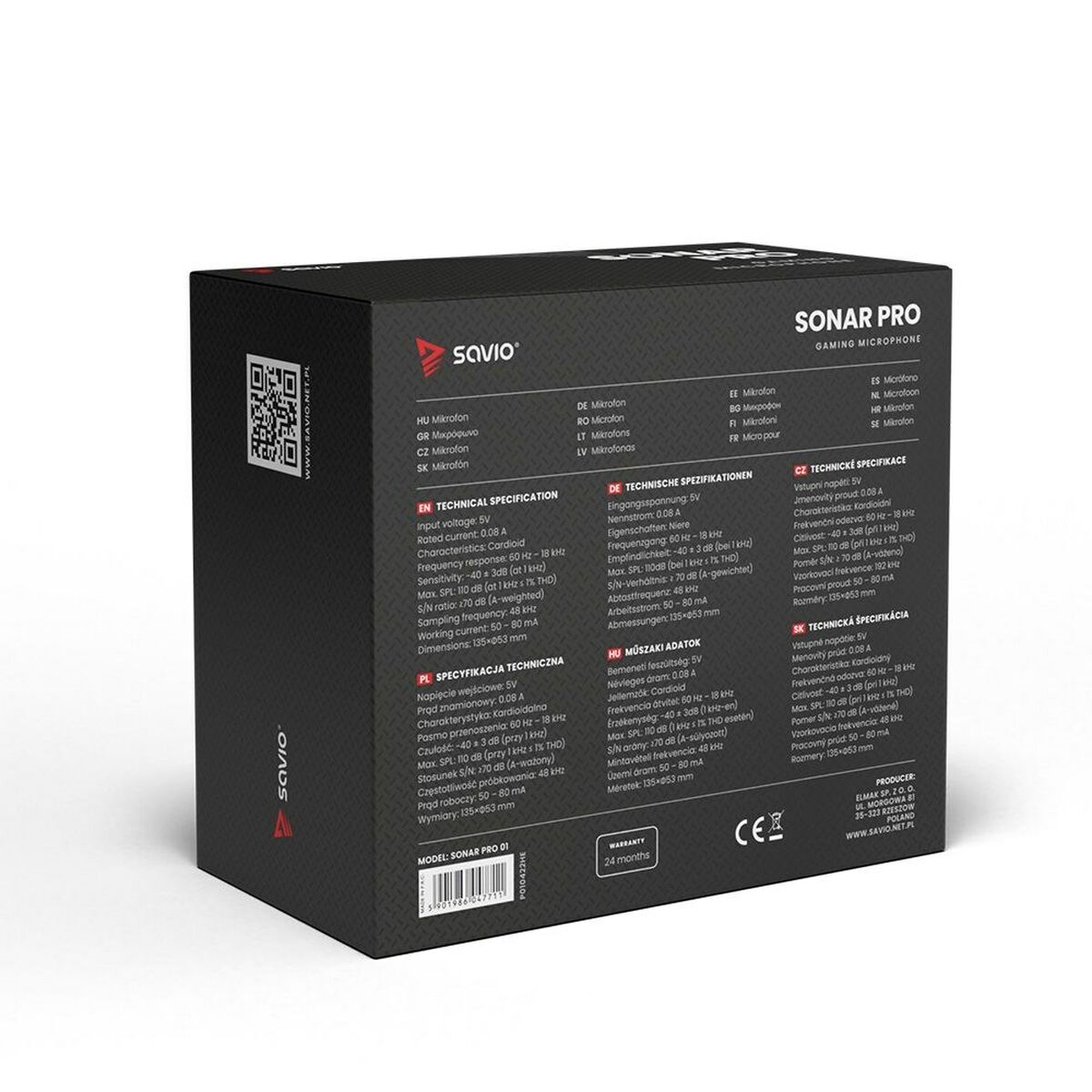 Настольный микрофон Savio SONAR PRO 01 Чёрный Красный-3