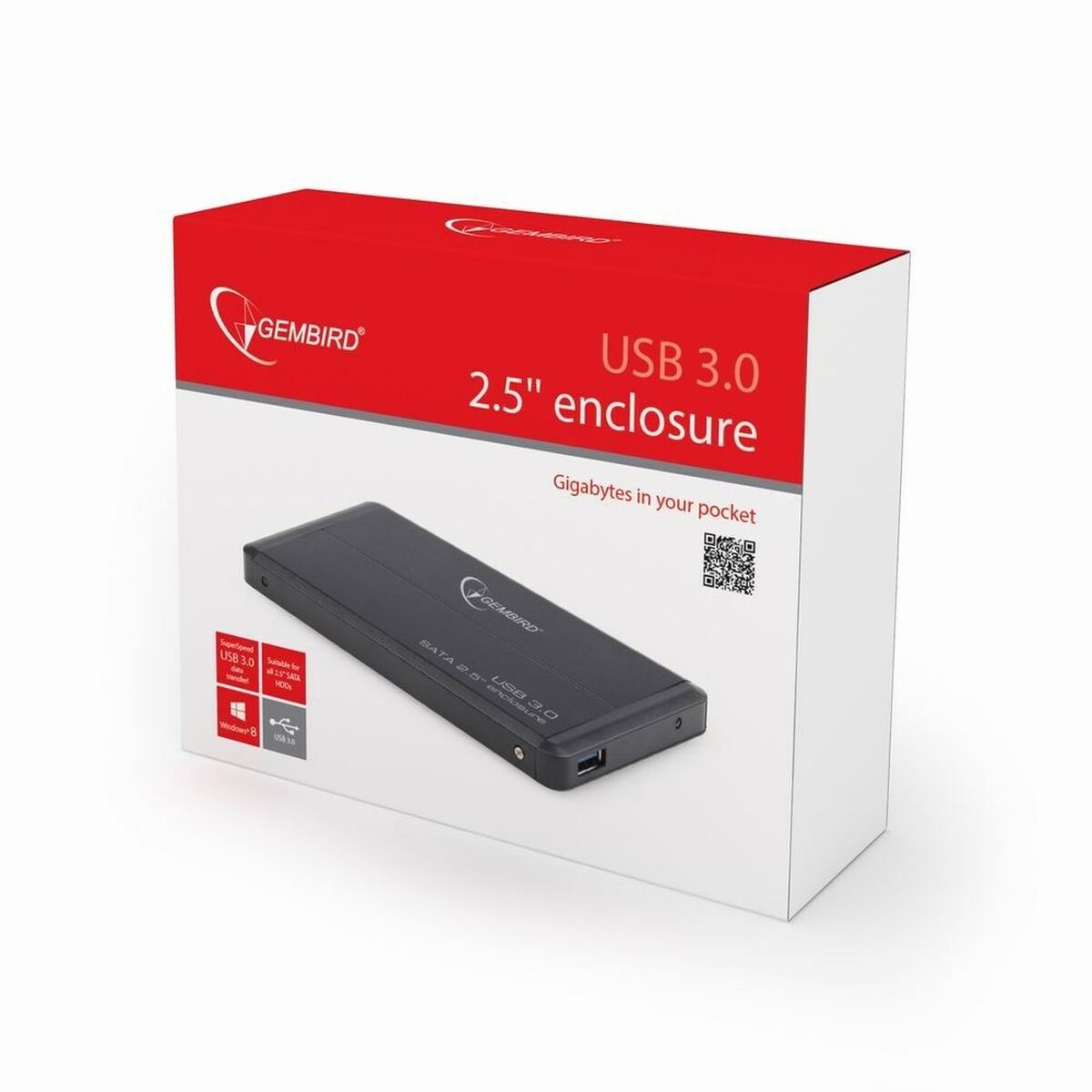 Корпус для жесткого диска GEMBIRD EE2-U3S-2-S Чёрный Серебряный USB USB 3.0 SATA USB 3.2 2,5-3