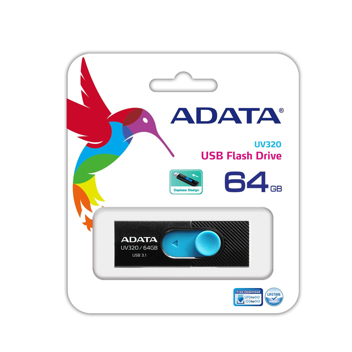 USВ-флешь память Adata UV320 Черный/Синий 64 Гб-2