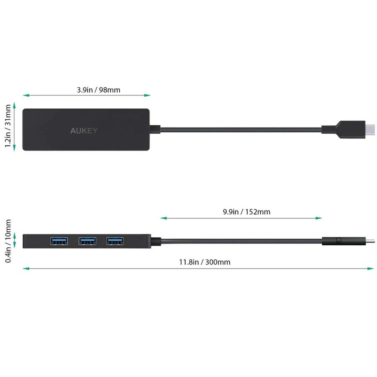 USB-разветвитель Aukey CBC64 Чёрный-2