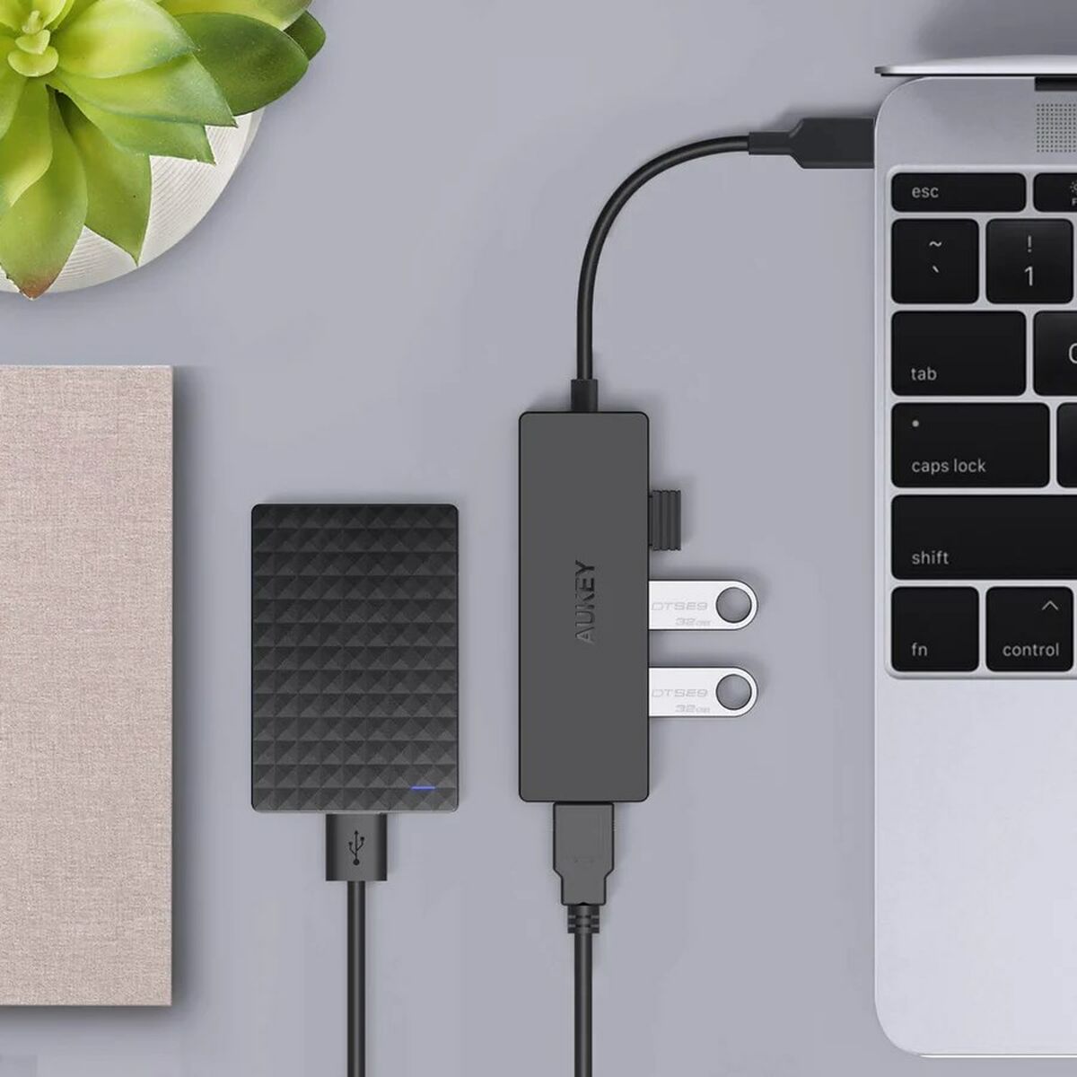 USB-разветвитель Aukey CBC64 Чёрный-4