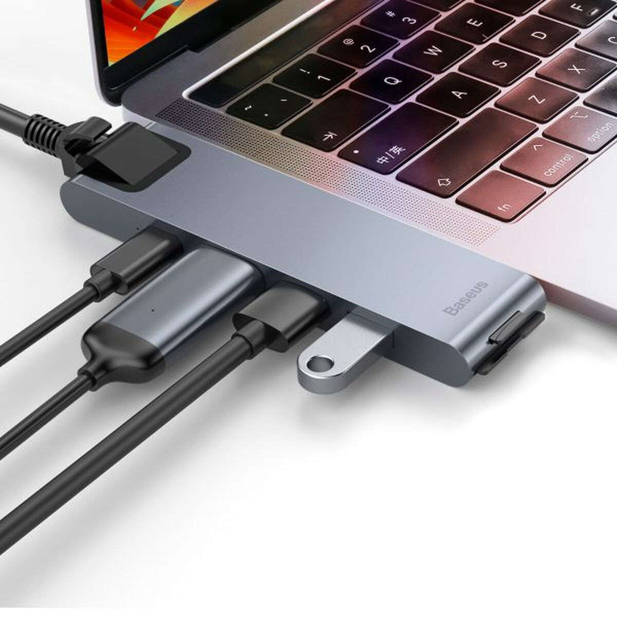 USB-разветвитель Baseus CAHUB-L0G Серый Чёрный/Серебристый-2