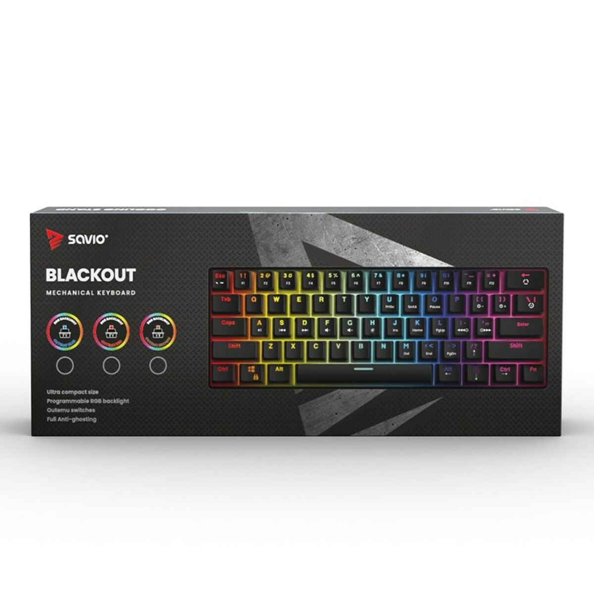 Клавиатура Savio BLACKOUT Чёрный Разноцветный Английский QWERTY-6